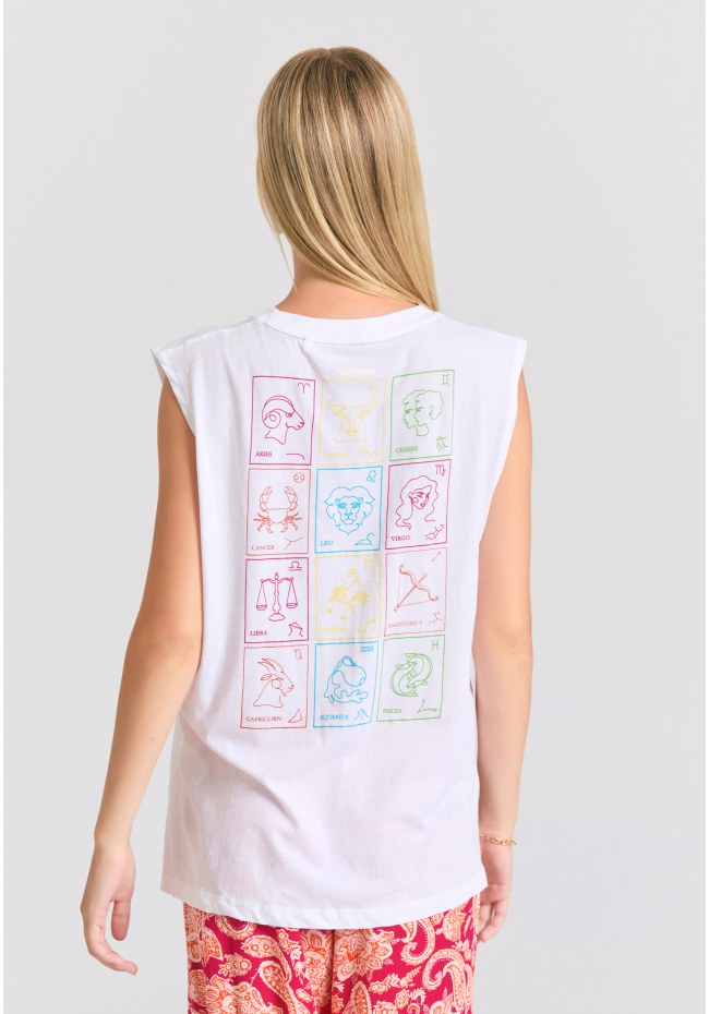 Γυναικείο t-shirt με zodiac art τύπωμα στην πλάτη