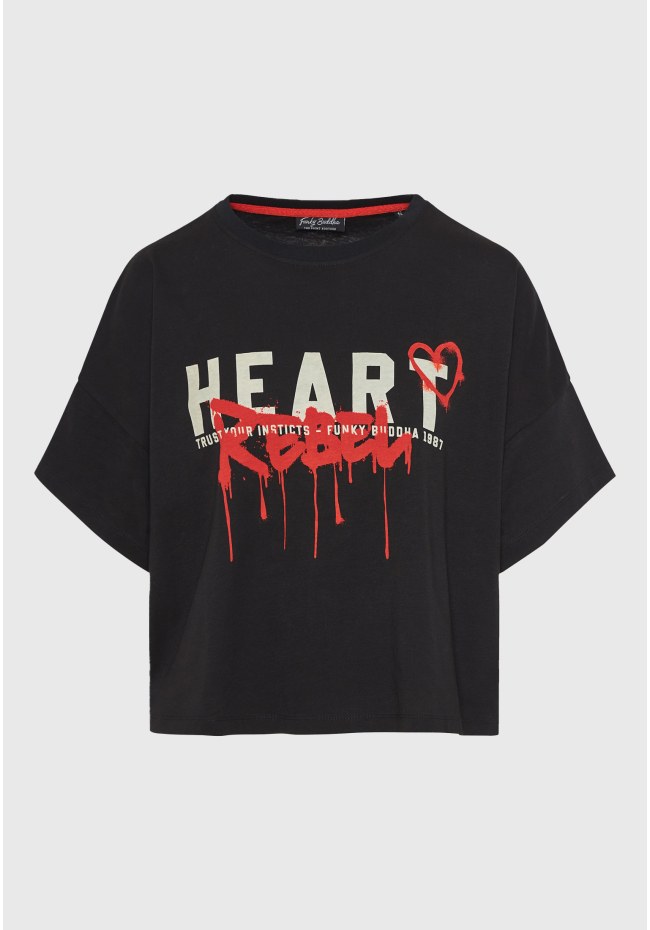 Loose fit women's t-shirt with text artwork print