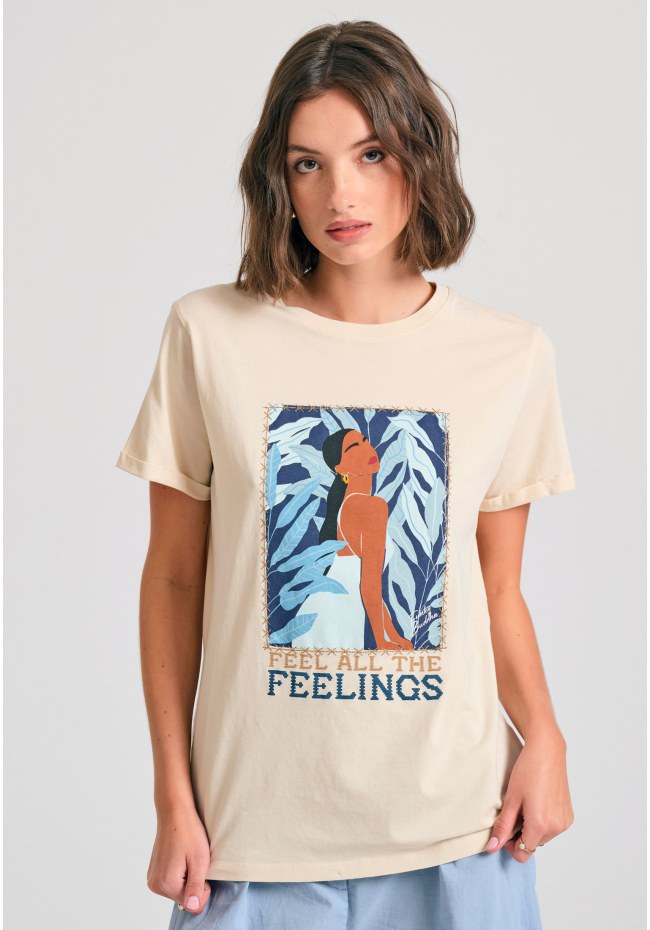 Organic cotton women's t-shirt with print in boho look