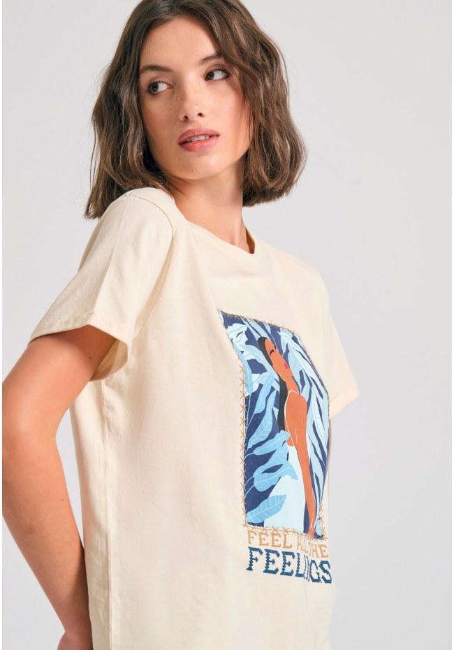 Organic cotton women's t-shirt with print in boho look