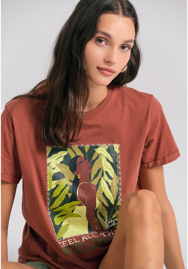 Organic cotton women's t-shirt with print in boho look