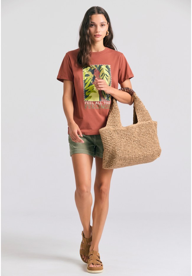 Organic cotton women's t-shirt with print in boho look