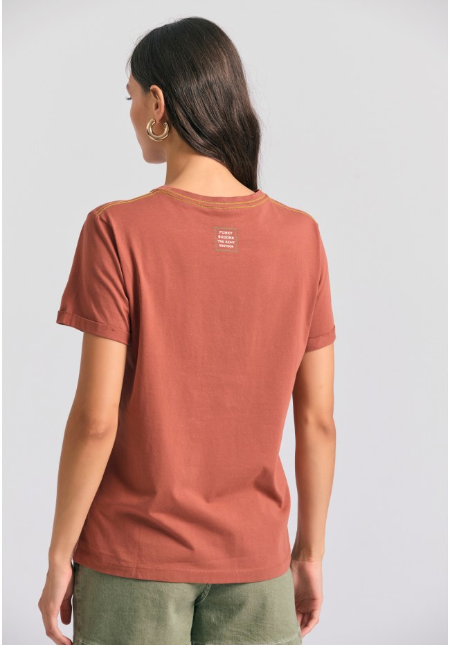 Organic cotton women's t-shirt with print in boho look