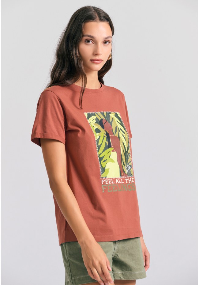 Organic cotton women's t-shirt with print in boho look