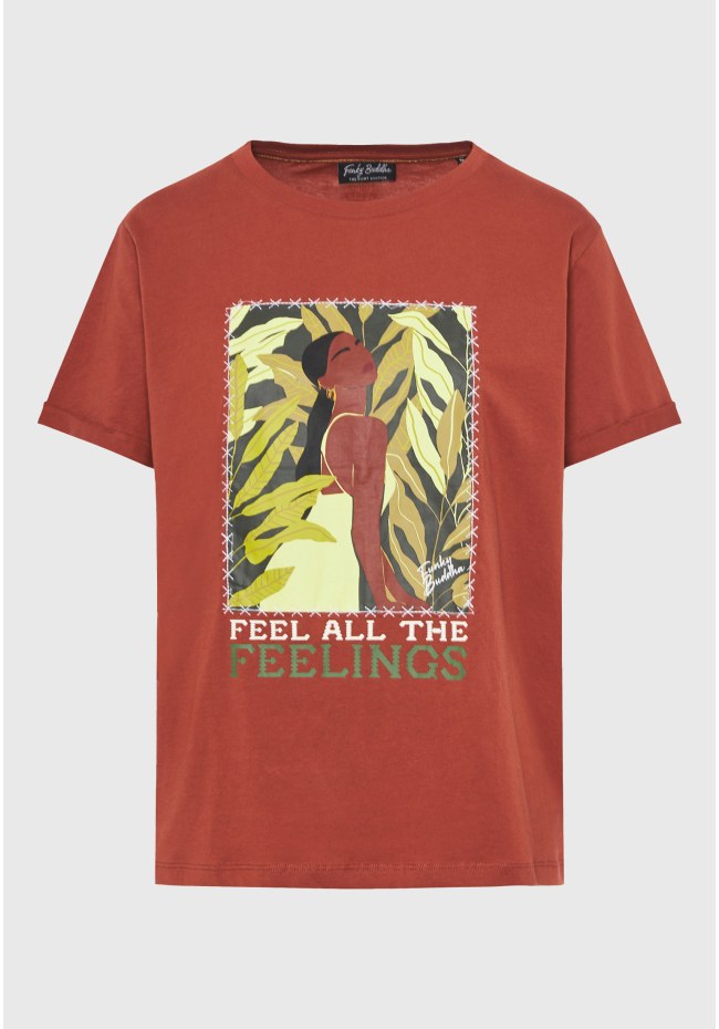 Organic cotton women's t-shirt with print in boho look