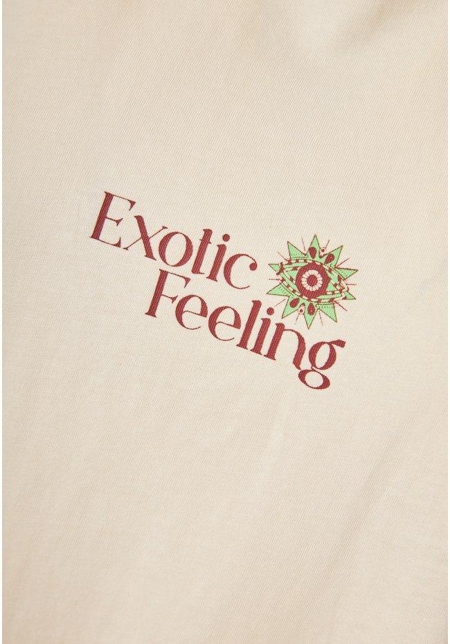 Women's loose fit t-shirt with exotic print on the back