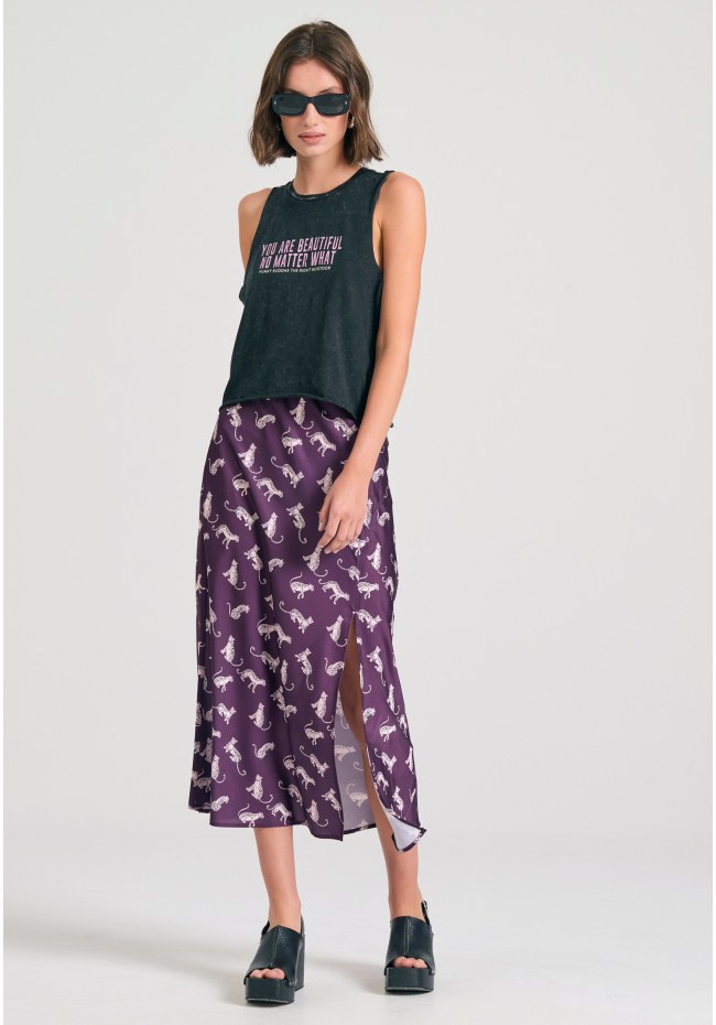 Women's garment dyed tank top with text artwork print