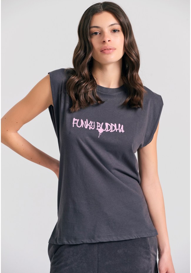 Γυναικείο t-shirt με text artwork τύπωμα στην πλάτη