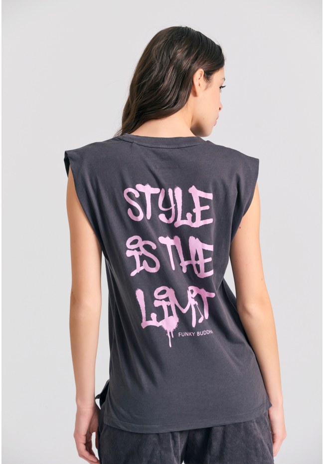 Γυναικείο t-shirt με text artwork τύπωμα στην πλάτη