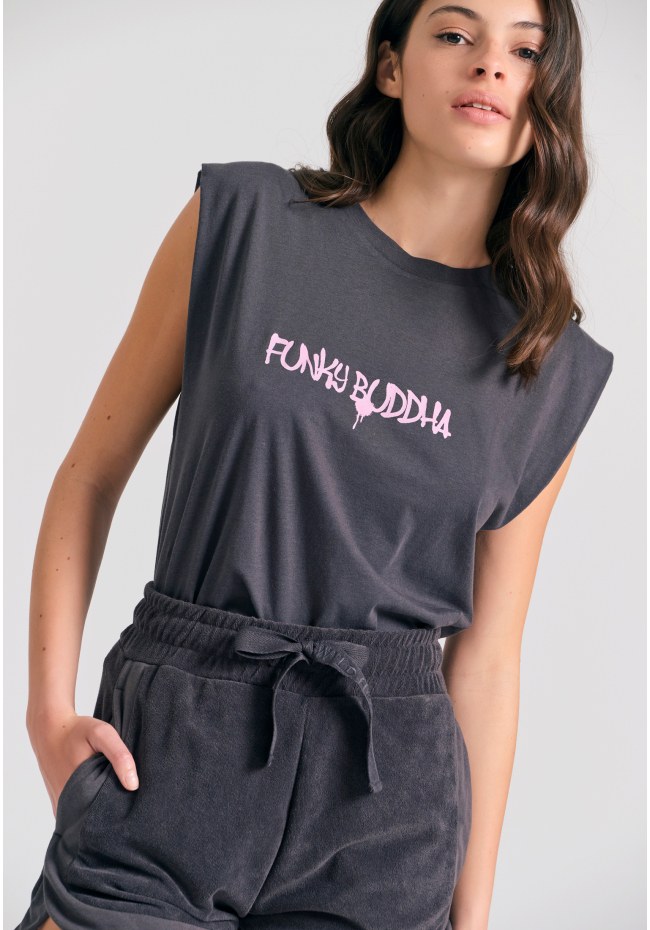 Γυναικείο t-shirt με text artwork τύπωμα στην πλάτη