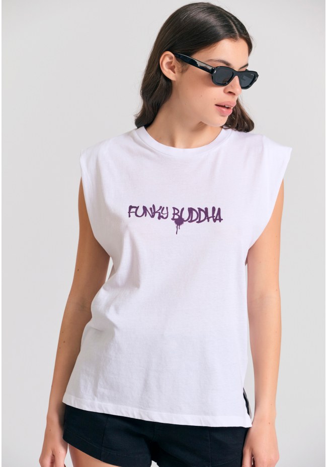 Γυναικείο t-shirt με text artwork τύπωμα στην πλάτη