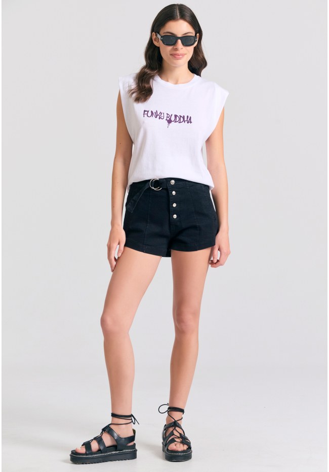 Γυναικείο t-shirt με text artwork τύπωμα στην πλάτη