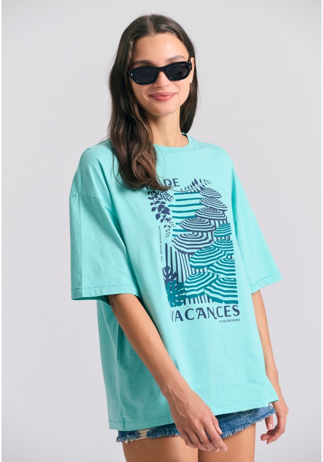 Γυναικείο loose fit t-shirt με vintage τύπωμα