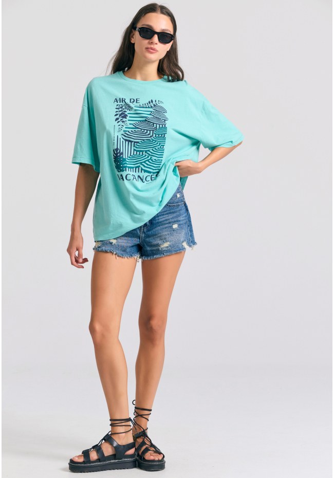 Γυναικείο loose fit t-shirt με vintage τύπωμα