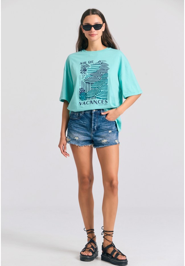 Γυναικείο loose fit t-shirt με vintage τύπωμα