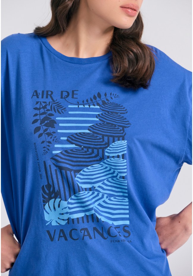 Γυναικείο loose fit t-shirt με vintage τύπωμα