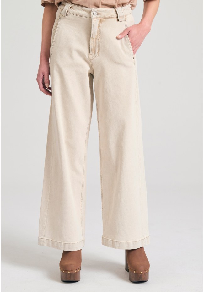 Γυναικείο wide leg garment dyed τζιν παντελόνι