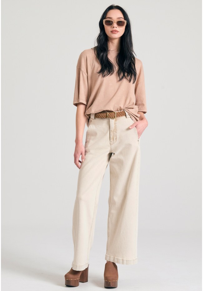 Γυναικείο wide leg garment dyed τζιν παντελόνι