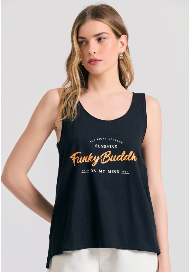 Women's organic cotton tank top with Funky Buddha print