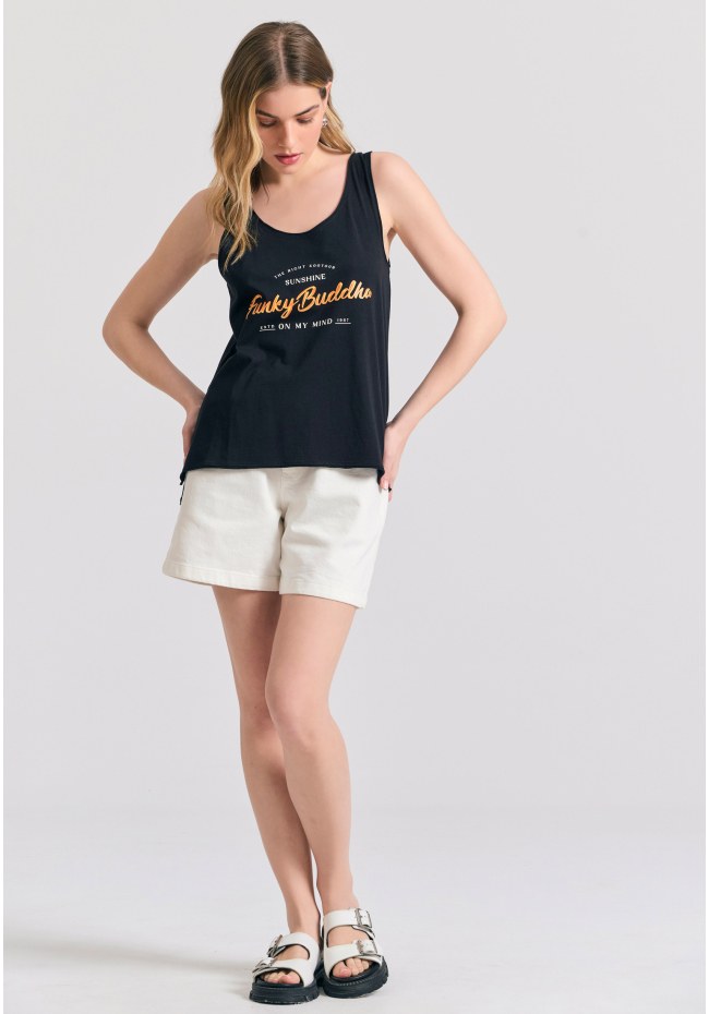 Women's organic cotton tank top with Funky Buddha print