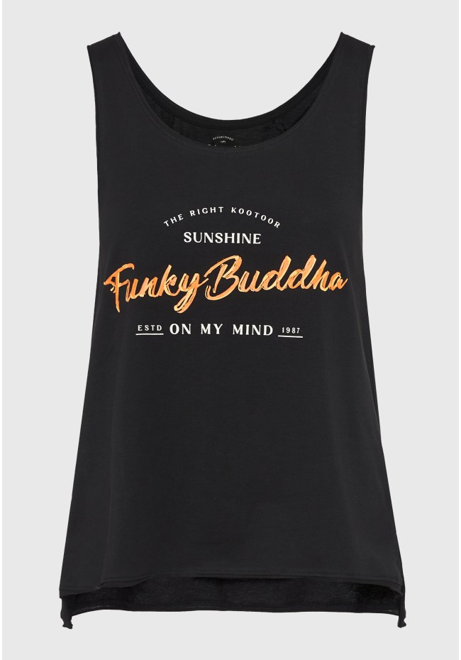 Women's organic cotton tank top with Funky Buddha print