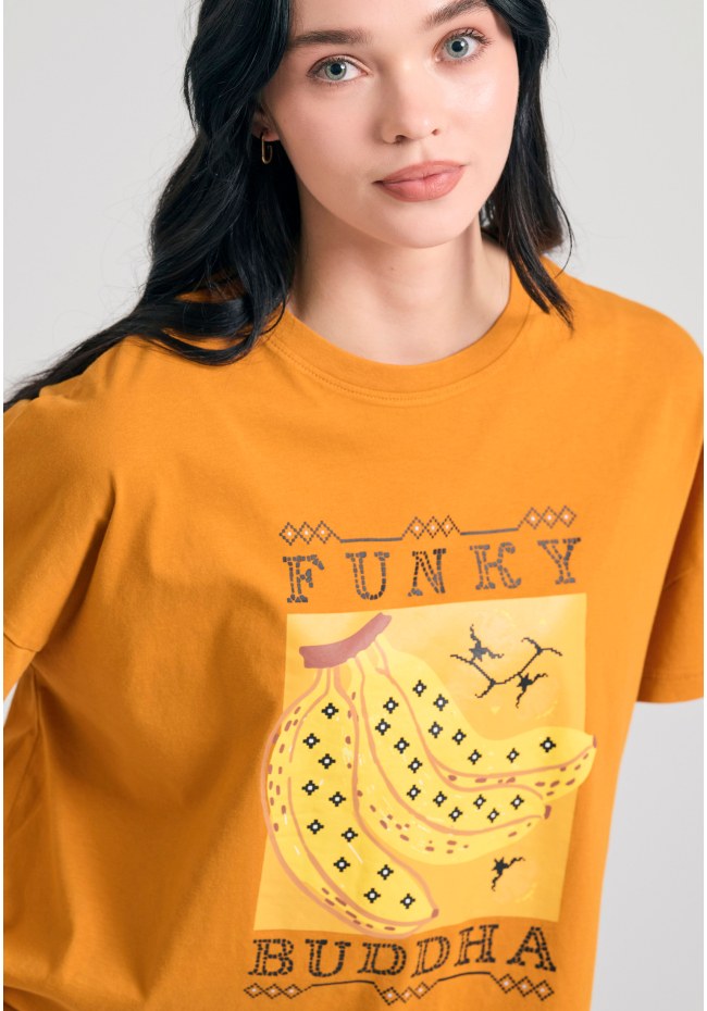 Women's loose fit organic cotton chest printed t-shirt