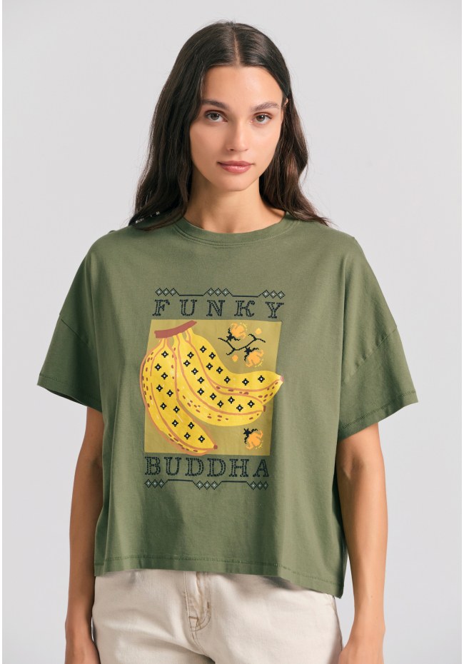 Women's loose fit organic cotton chest printed t-shirt