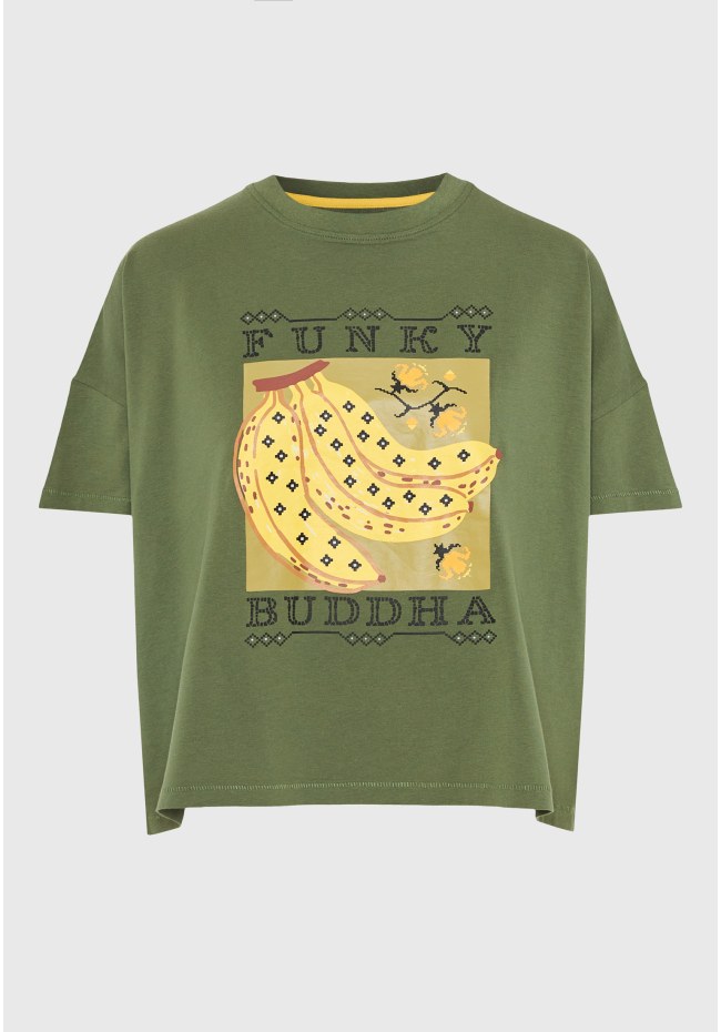 Women's loose fit organic cotton chest printed t-shirt