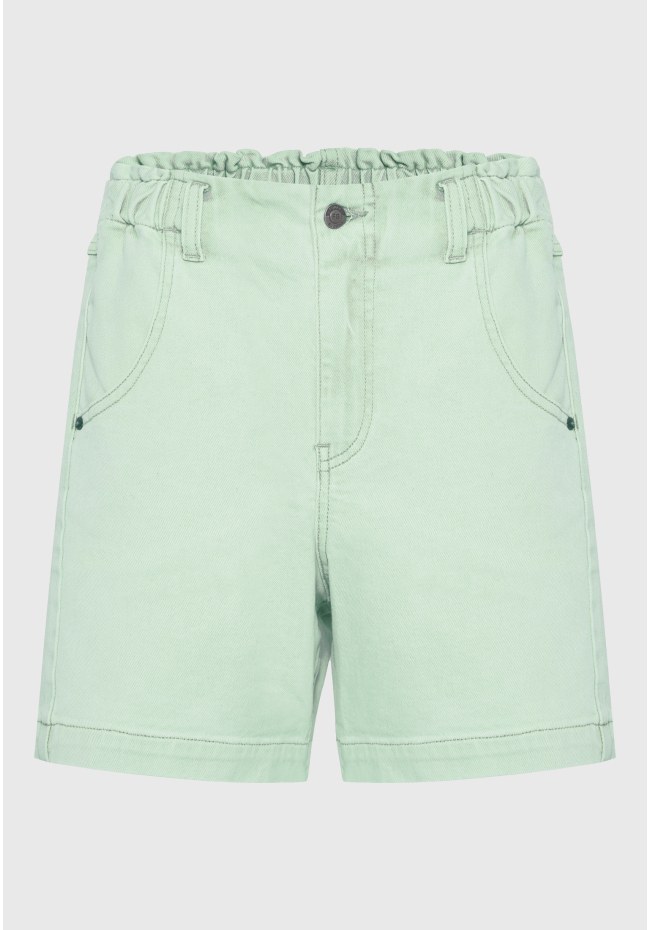 Garment dyed τζιν σορτς με βολάν στη μέση