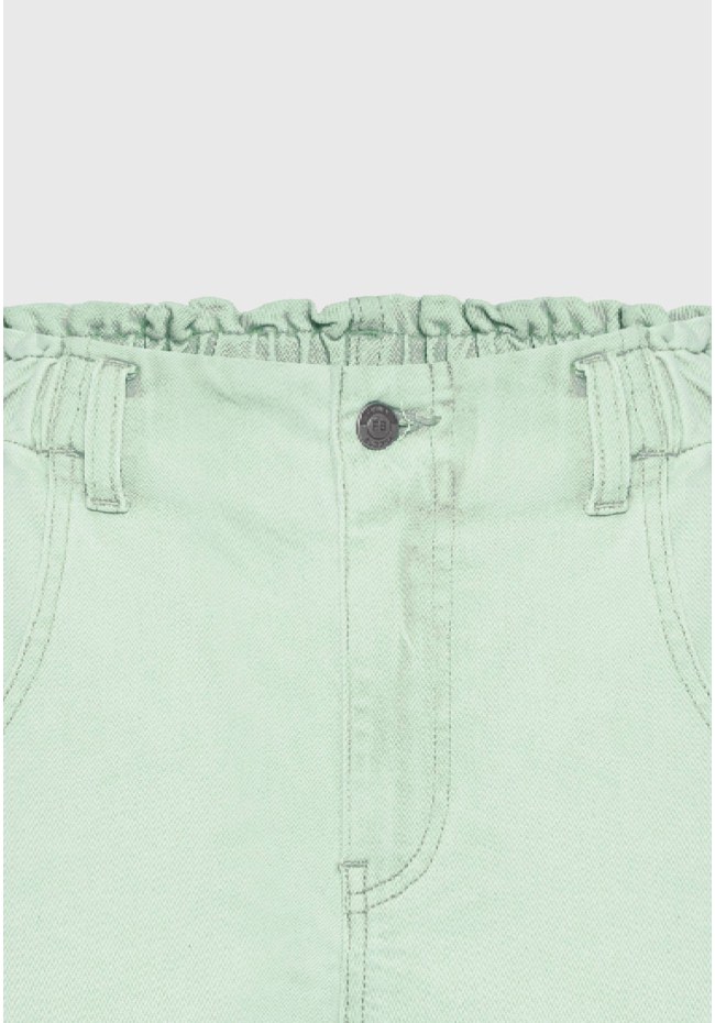 Garment dyed τζιν σορτς με βολάν στη μέση