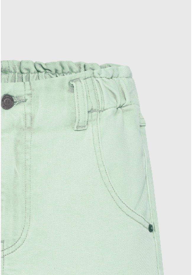 Garment dyed τζιν σορτς με βολάν στη μέση