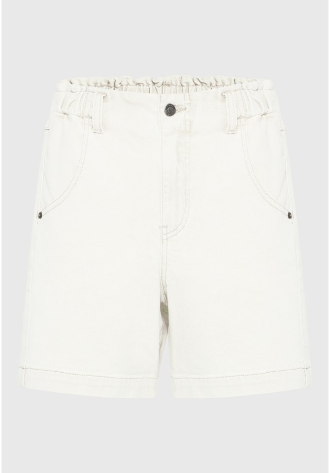Garment dyed τζιν σορτς με βολάν στη μέση