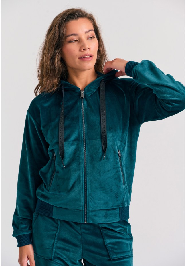 Women's velvet zip-up hoodie