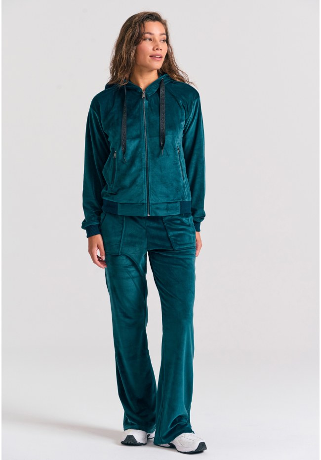 Women's velvet zip-up hoodie