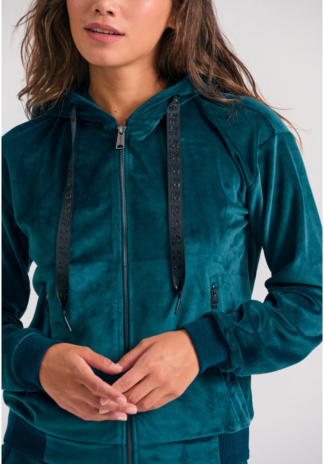 Women's velvet zip-up hoodie