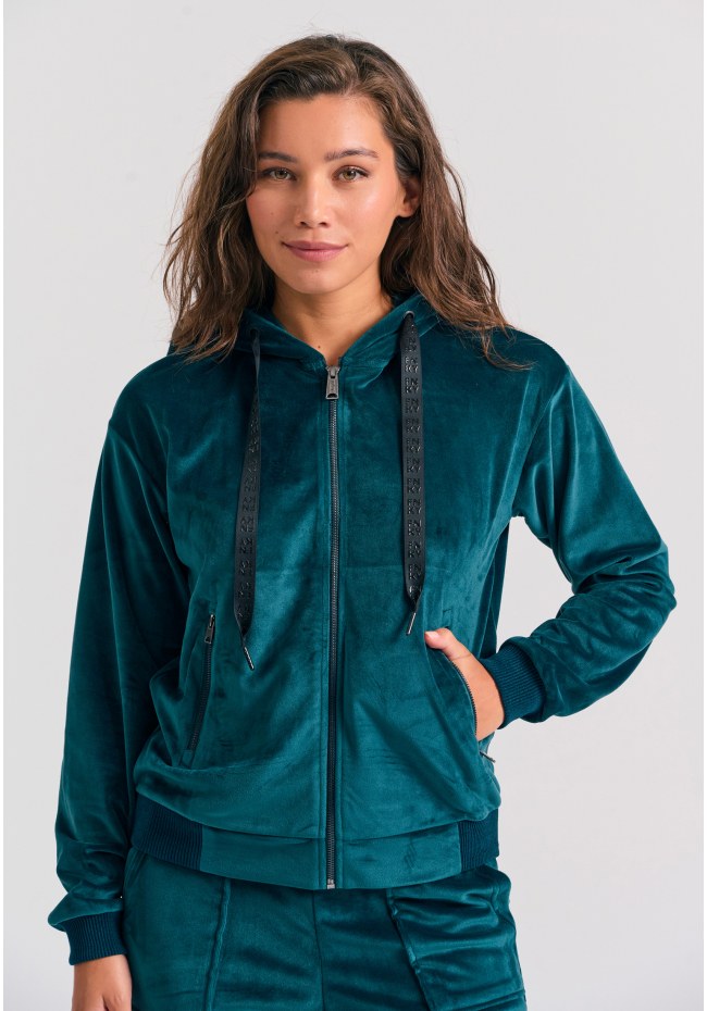 Women's velvet zip-up hoodie