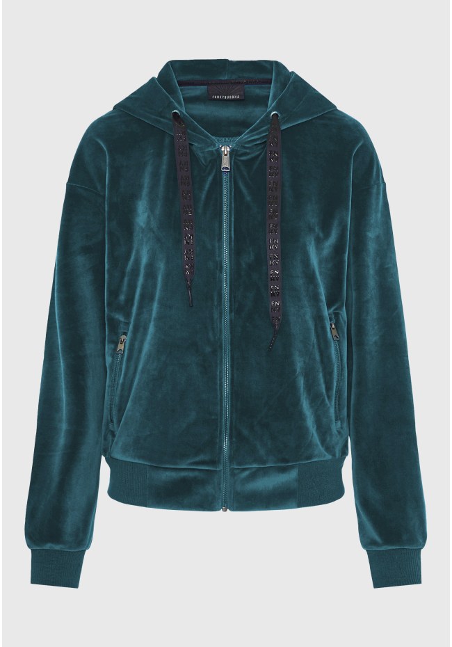 Women's velvet zip-up hoodie