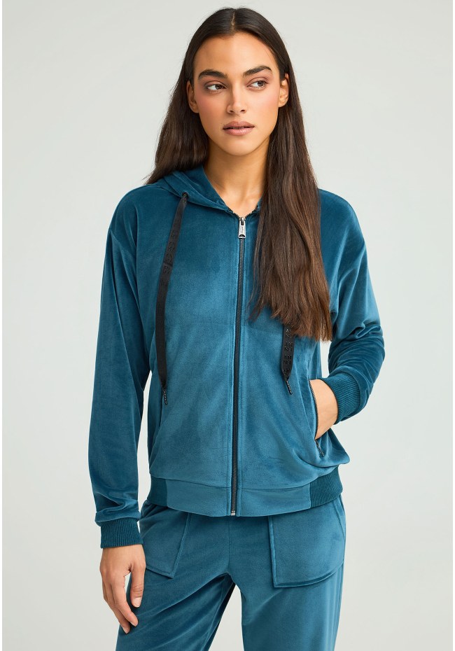 Women's velvet zip-up hoodie