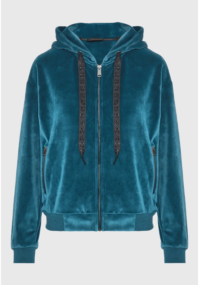 Women's velvet zip-up hoodie