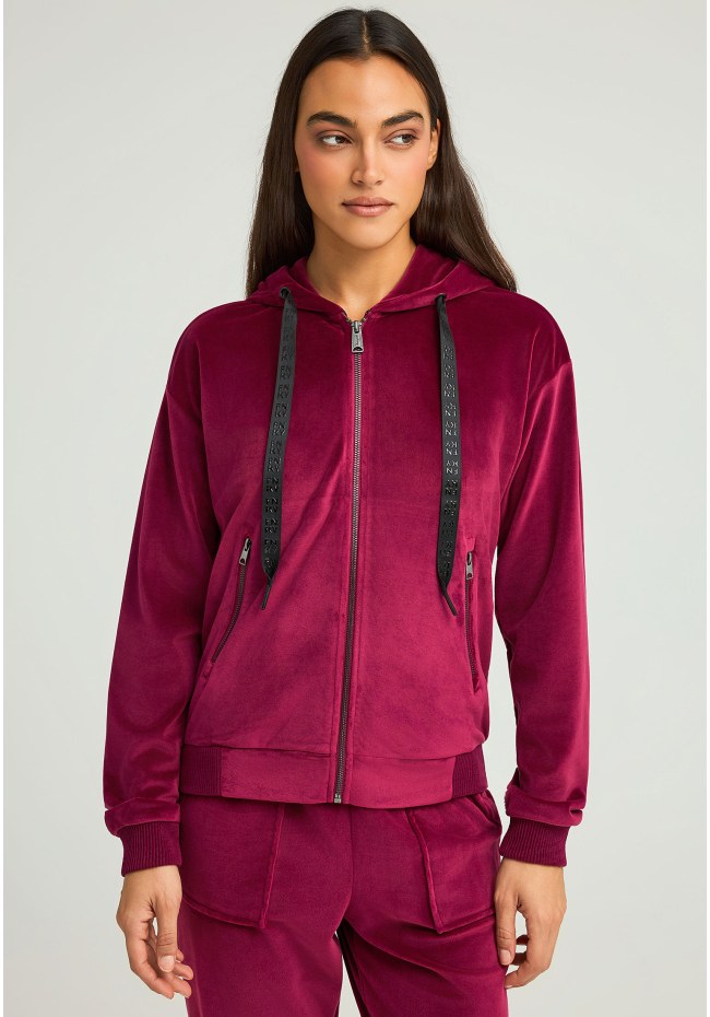 Women's velvet zip-up hoodie