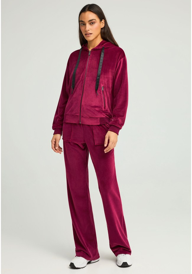 Women's velvet zip-up hoodie