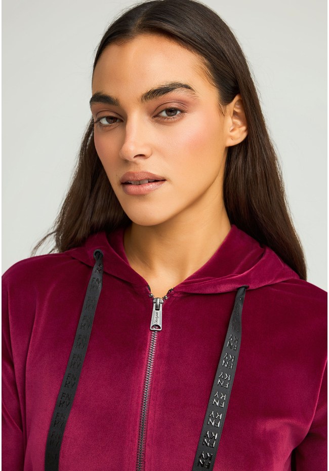 Women's velvet zip-up hoodie
