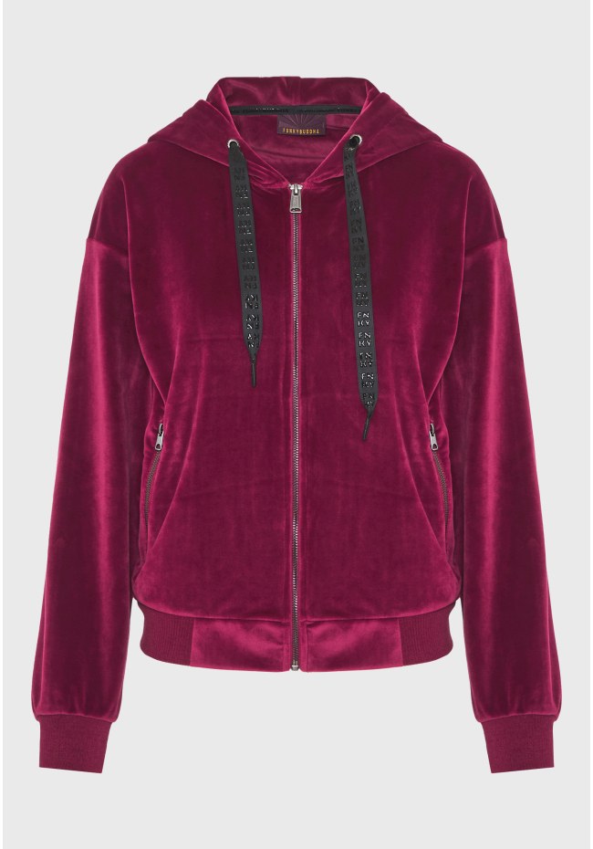 Women's velvet zip-up hoodie