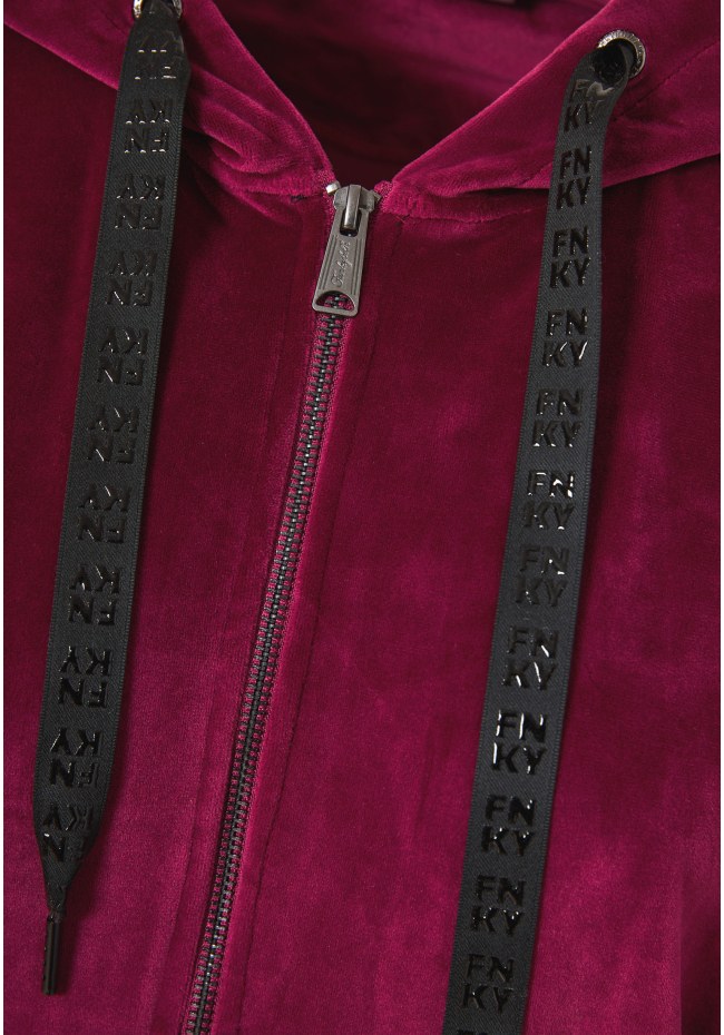 Women's velvet zip-up hoodie