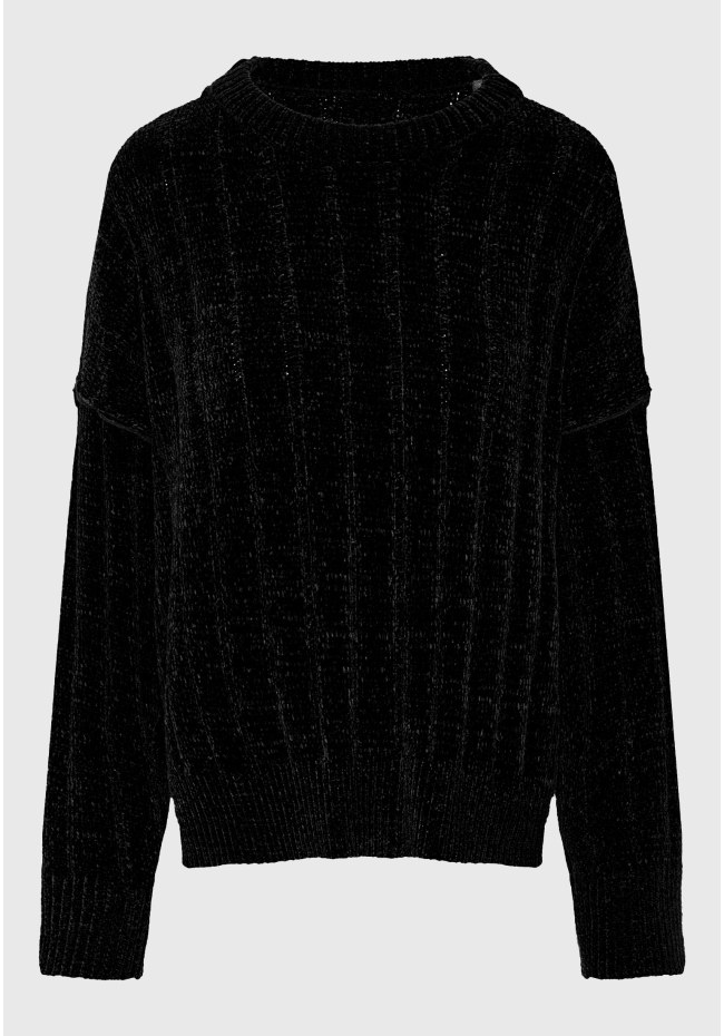 Women's knitted sweater with ribbed finish