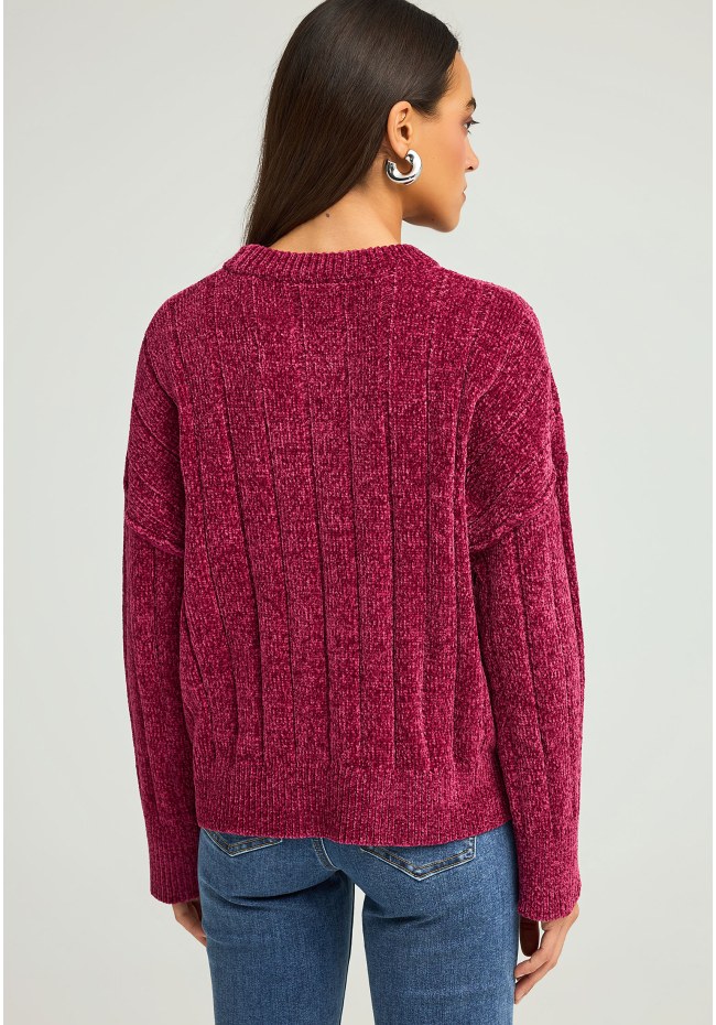 Women's knitted sweater with ribbed finish