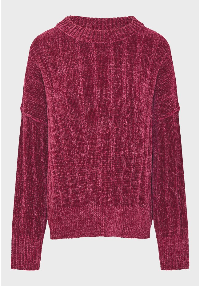 Women's knitted sweater with ribbed finish