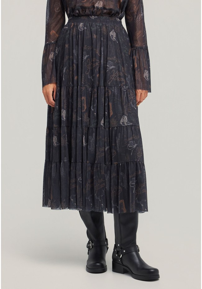 Midi φούστα με βολάν