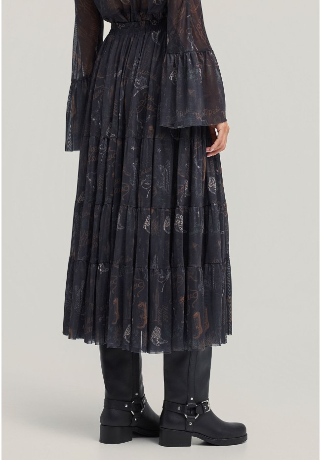 Midi φούστα με βολάν