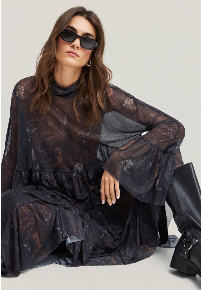 Midi φούστα με βολάν